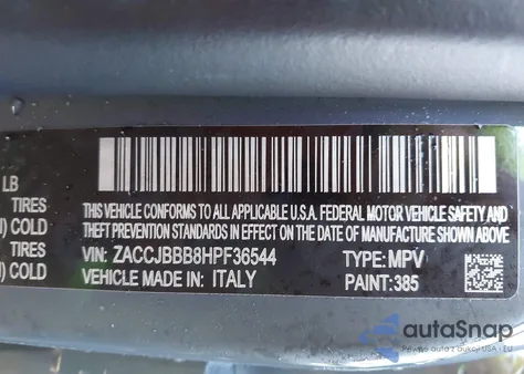 2017 Jeep Renegade Latitude 4X4 from USA, damaged, VIN ZACCJBBB8HPF36544